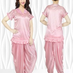 2 Part Dhuti Night Dress Light Pink