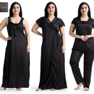 4 Part New Model Night Dress Black