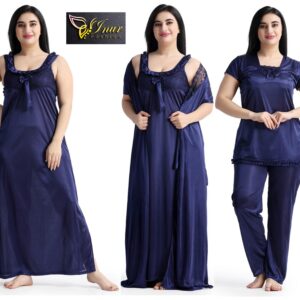 4 Part New Model Night Dress Navy  Blue