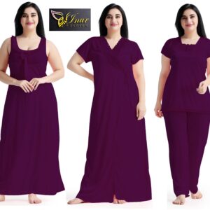 4 Part New Model Night Dress Purple