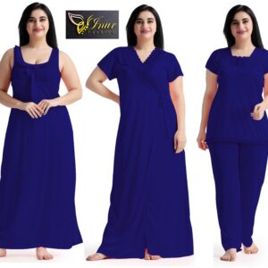 4 Part New Model Night Dress Royal Blue