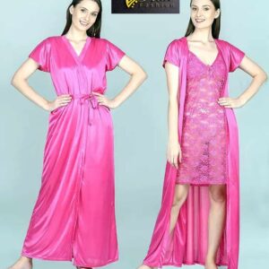 4 Part Premium Night Dress Pink