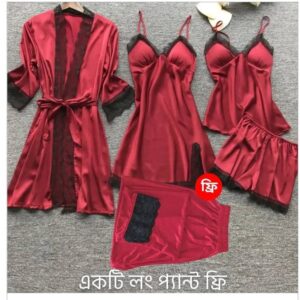 5 Part Night Dress Meron Black Lace