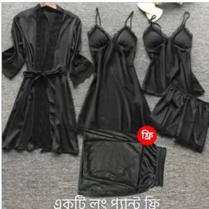 5 Part Night Dress black Lace