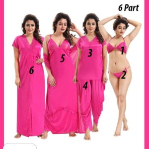6 Part Dhuti Night Dress Pink