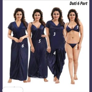 6 Part Dhuti Night Dress Royal Blue