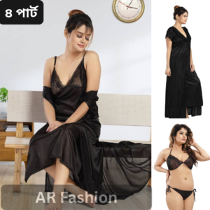 4 Part Night Dress Black
