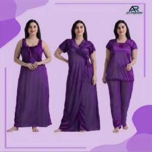 4 Part New Model Night Dress Purple