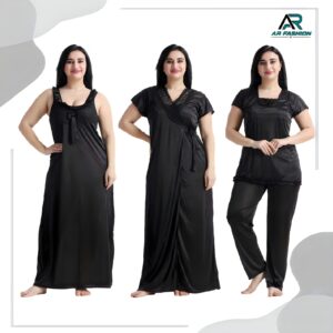 4 Part New Model Night Dress Black