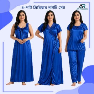 4 Part New Model Night Dress Royal Blue