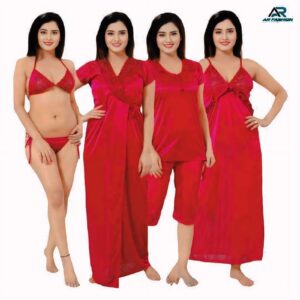 6  Part 3 Quater Night Dress Red