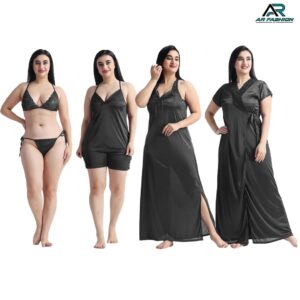 6 Part Night Dress Black