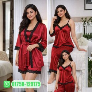 5 Part Night Dress Meron Black Lace