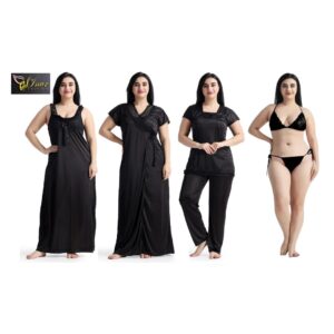 6 Part Premium Night Dress Black