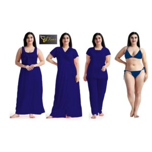 6 Part Premium Night Dress Royel Blue
